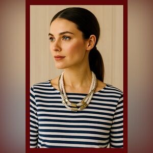 Armani Exchange White and Gold Multi-Strand Necklace